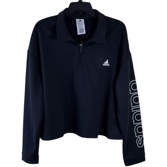 adidas Tops - Adidas Sweatshirt Black Quarter-Zip Pullover in Size 2X  NWT‎